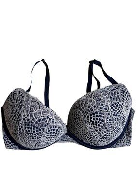 Victoria's Secret Very Sexy Push-Up Bra (Navy with Cream Lace) - 34D